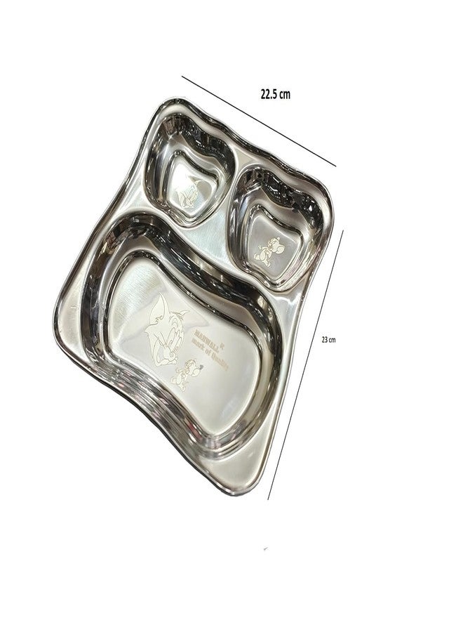 MARWALL Stainless Steel Kids Printed Partition Dinner Plate Size : 22.5cmx23cm (2) - Image 3